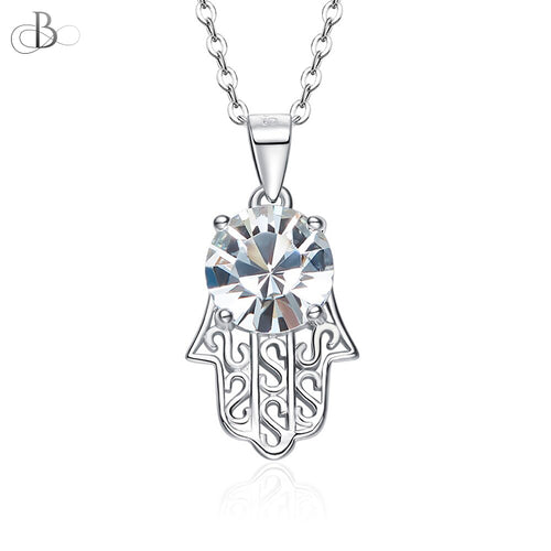 Collar Hamsa de plata con cristal Swarovski