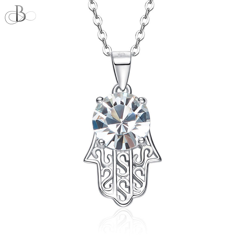 Collar Hamsa de plata con cristal Swarovski