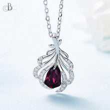 Cargar imagen en el visor de la galería, Collar de plata pluma color amatista con cristales Swarovski