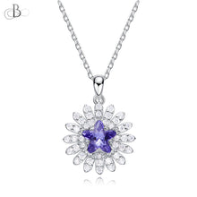 Cargar imagen en el visor de la galería, Collar estrella de plata color cobalto con cristales Swarovski