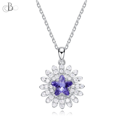 Collar estrella de plata color cobalto con cristales Swarovski