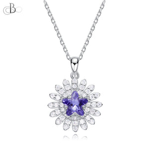 Collar estrella de plata color cobalto con cristales Swarovski