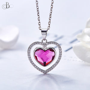 Collar de plata corazón amatista con cristales Swarovski