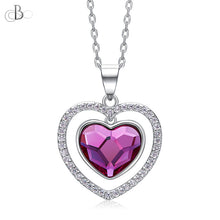 Cargar imagen en el visor de la galería, Collar de plata corazón amatista con cristales Swarovski