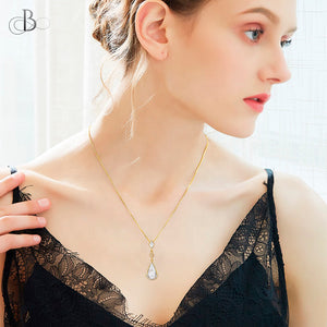 Collar de plata gota brillante con cristales Swarovski
