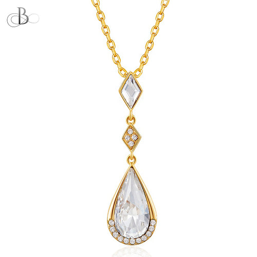 Collar de plata gota brillante con cristales Swarovski