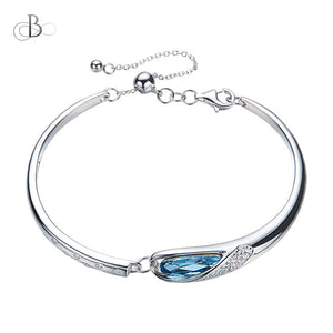 Pulsera de plata color cielo con cristales Swarovski