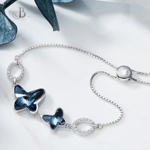 Pulsera de plata mariposas con cristales Swarovski