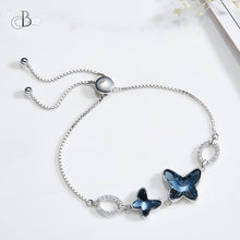 Cargar imagen en el visor de la galería, Pulsera de plata mariposas con cristales Swarovski