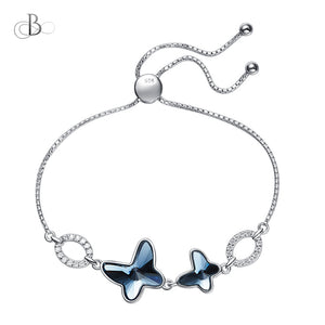 Pulsera de plata mariposas con cristales Swarovski