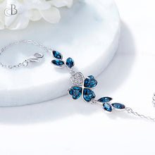 Cargar imagen en el visor de la galería, Pulsera de plata naturaleza azul con cristales Swarovski