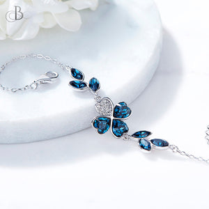 Pulsera de plata naturaleza azul con cristales Swarovski