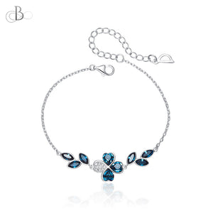 Pulsera de plata naturaleza azul con cristales Swarovski