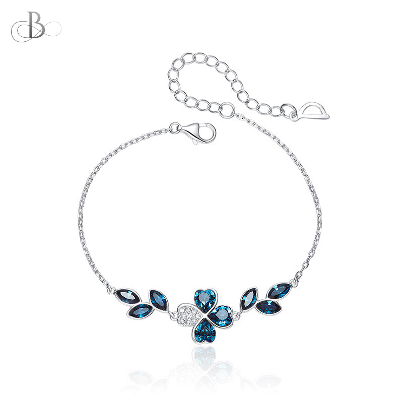 Pulsera de plata naturaleza azul con cristales Swarovski