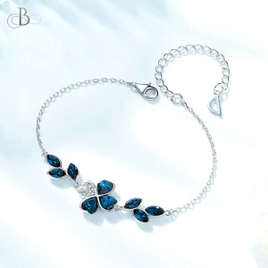 Pulsera de plata naturaleza azul con cristales Swarovski