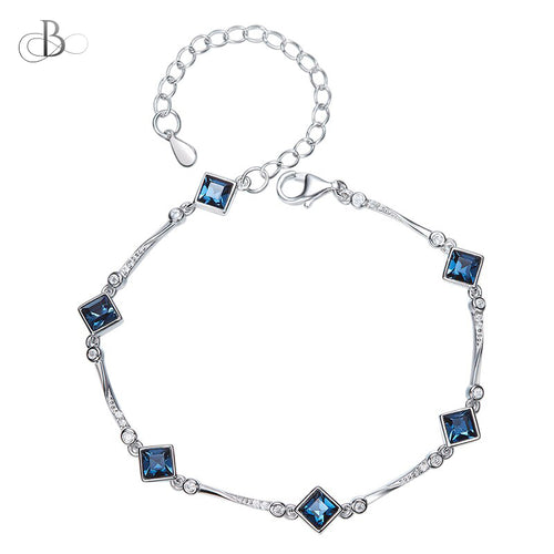 Pulsera de plata rombos con cristales Swarovski