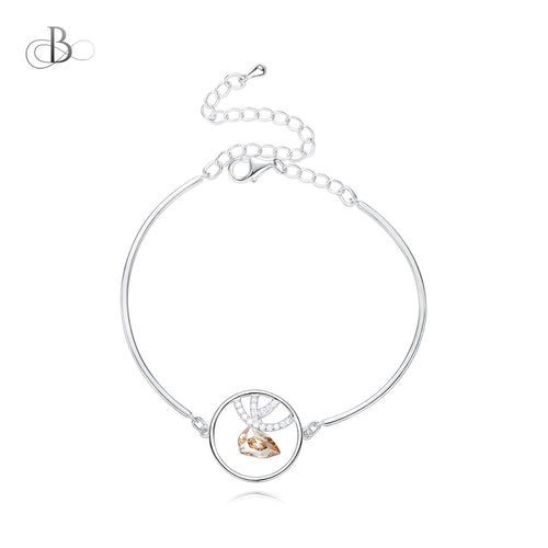 Pulsera de plata ciervo color topacio con cristales Swarovski