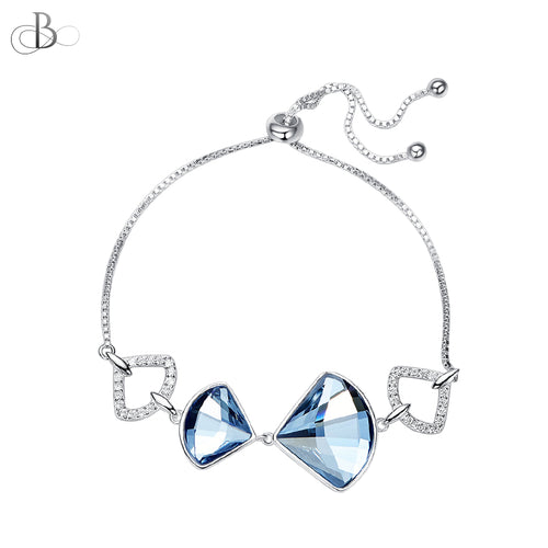 Pulsera de plata color océano con cristales Swarovski