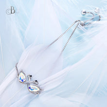 Cargar imagen en el visor de la galería, Pulsera de plata pareja de cisnes con cristales Swarovski