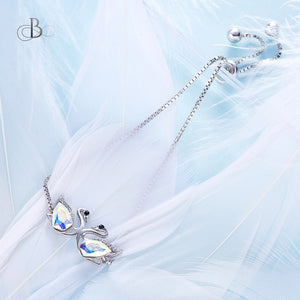 Pulsera de plata pareja de cisnes con cristales Swarovski