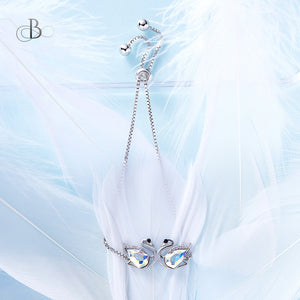 Pulsera de plata pareja de cisnes con cristales Swarovski
