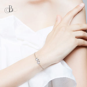 Pulsera de plata pareja de cisnes con cristales Swarovski