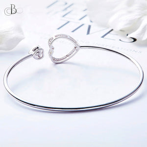Puñera de plata corazones brillantes con cristales Swarovski