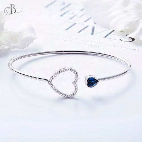 Puñera de plata corazones brillantes con cristales Swarovski