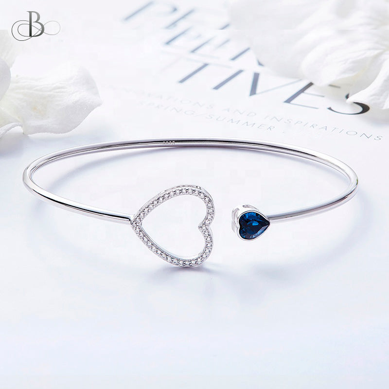 Puñera de plata corazones brillantes con cristales Swarovski