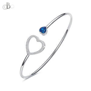 Puñera de plata corazones brillantes con cristales Swarovski