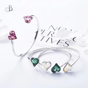 Puñera de plata corazones con cristales Swarovski