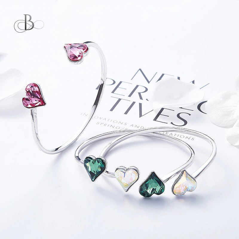 Puñera de plata corazones con cristales Swarovski