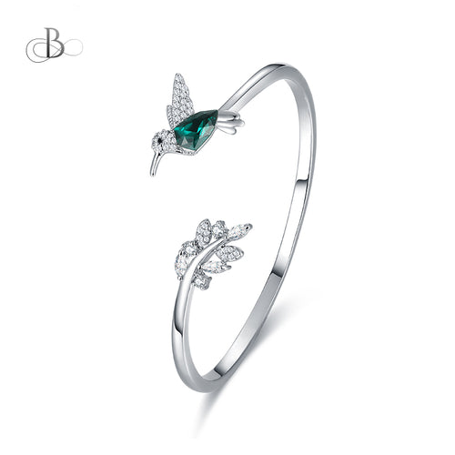 Puñera colibrí de plata con cristales Swarovski
