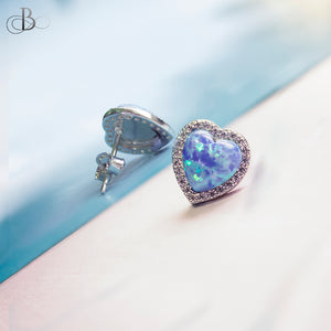 Aretes de plata corazones de ópalo