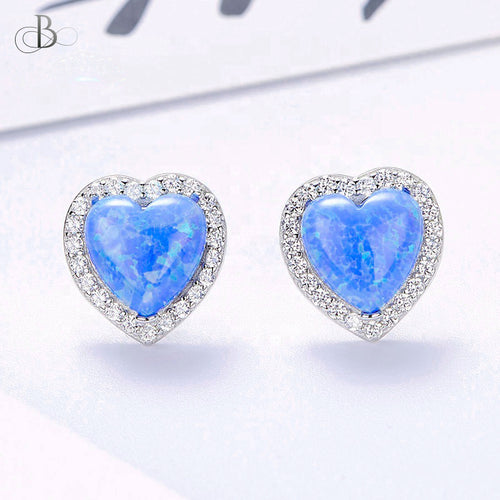 Aretes de plata corazones de ópalo