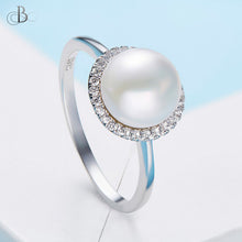 Cargar imagen en el visor de la galería, Anillo de plata con perla y cristales Swarovski