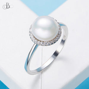 Anillo de plata con perla y cristales Swarovski