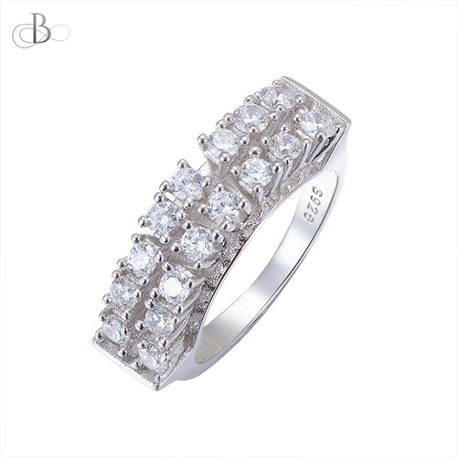 Anillo de plata destello de zirconias