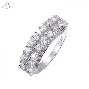 Anillo de plata destello de zirconias