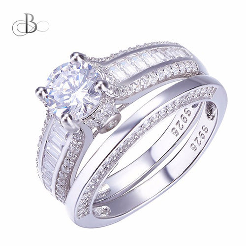 Anillo doble de plata con zirconia y cristales Swarovski