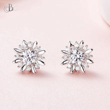 Cargar imagen en el visor de la galería, Aretes roseta de plata con cristales Swarovski