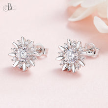 Cargar imagen en el visor de la galería, Aretes roseta de plata con cristales Swarovski