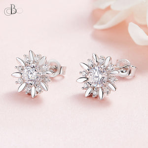 Aretes roseta de plata con cristales Swarovski