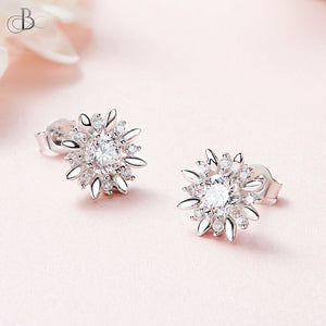 Aretes roseta de plata con cristales Swarovski