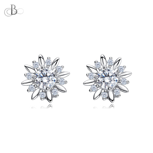 Aretes roseta de plata con cristales Swarovski
