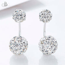Cargar imagen en el visor de la galería, Aretes de plata esferas mellizas brillantes