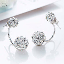 Cargar imagen en el visor de la galería, Aretes de plata esferas mellizas brillantes
