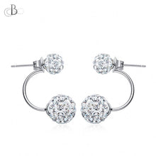 Cargar imagen en el visor de la galería, Aretes de plata esferas mellizas brillantes