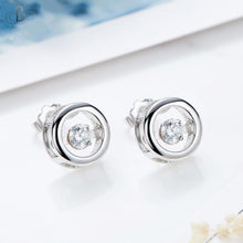 Cargar imagen en el visor de la galería, Aretes aro de plata con cristal danzante Swarovski