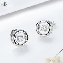 Cargar imagen en el visor de la galería, Aretes aro de plata con cristal danzante Swarovski
